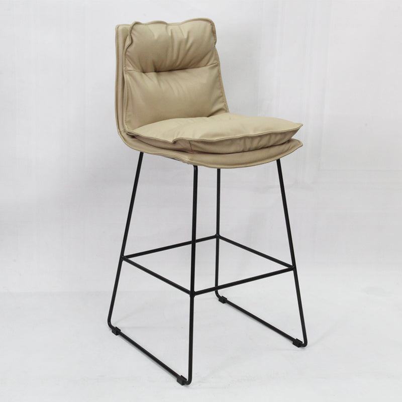 Modern Backrest Armless Counter Stool Steel Cafe Bar Stool with Leather Cushion Clearhalo 'Bar Furniture' 'Bar Stools' 'bar_stools' 'furn' 'furn_bar_stools' 'furniture_bar_stools' 'Kitchen & Dining Furniture' 'kitchen&dining_furn' 'kitchen' 'kitchen_furn' Furniture' 4290407