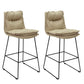 Modern Backrest Armless Counter Stool Steel Cafe Bar Stool with Leather Cushion Light Gray 2 Piece Set Clearhalo 'Bar Furniture' 'Bar Stools' 'bar_stools' 'furn' 'furn_bar_stools' 'furniture_bar_stools' 'Kitchen & Dining Furniture' 'kitchen&dining_furn' 'kitchen' 'kitchen_furn' Furniture' 4290408