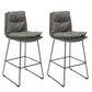Modern Backrest Armless Counter Stool Steel Cafe Bar Stool with Leather Cushion Dark Gray 2 Piece Set Clearhalo 'Bar Furniture' 'Bar Stools' 'bar_stools' 'furn' 'furn_bar_stools' 'furniture_bar_stools' 'Kitchen & Dining Furniture' 'kitchen&dining_furn' 'kitchen' 'kitchen_furn' Furniture' 4290410