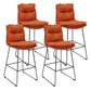 Modern Backrest Armless Counter Stool Steel Cafe Bar Stool with Leather Cushion Orange 4 Piece Set Clearhalo 'Bar Furniture' 'Bar Stools' 'bar_stools' 'furn' 'furn_bar_stools' 'furniture_bar_stools' 'Kitchen & Dining Furniture' 'kitchen&dining_furn' 'kitchen' 'kitchen_furn' Furniture' 4290412