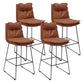 Modern Backrest Armless Counter Stool Steel Cafe Bar Stool with Leather Cushion Brown 4 Piece Set Clearhalo 'Bar Furniture' 'Bar Stools' 'bar_stools' 'furn' 'furn_bar_stools' 'furniture_bar_stools' 'Kitchen & Dining Furniture' 'kitchen&dining_furn' 'kitchen' 'kitchen_furn' Furniture' 4290414