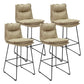 Modern Backrest Armless Counter Stool Steel Cafe Bar Stool with Leather Cushion Light Gray 4 Piece Set Clearhalo 'Bar Furniture' 'Bar Stools' 'bar_stools' 'furn' 'furn_bar_stools' 'furniture_bar_stools' 'Kitchen & Dining Furniture' 'kitchen&dining_furn' 'kitchen' 'kitchen_furn' Furniture' 4290416
