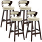 Scandinavian Wood Brown Counter Stools Round Seat Bar Stools with Footrest Off-White 4 Piece Set Clearhalo 'Bar Furniture' 'Bar Stools' 'bar_stools' 'furn' 'furn_bar_stools' 'furniture_bar_stools' 'Kitchen & Dining Furniture' 'kitchen&dining_furn' 'kitchen' 'kitchen_furn' Furniture' 4290422