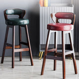 Scandinavian Wood Brown Counter Stools Round Seat Bar Stools with Footrest Clearhalo 'Bar Furniture' 'Bar Stools' 'bar_stools' 'furn' 'furn_bar_stools' 'furniture_bar_stools' 'Kitchen & Dining Furniture' 'kitchen&dining_furn' 'kitchen' 'kitchen_furn' Furniture' 4290424