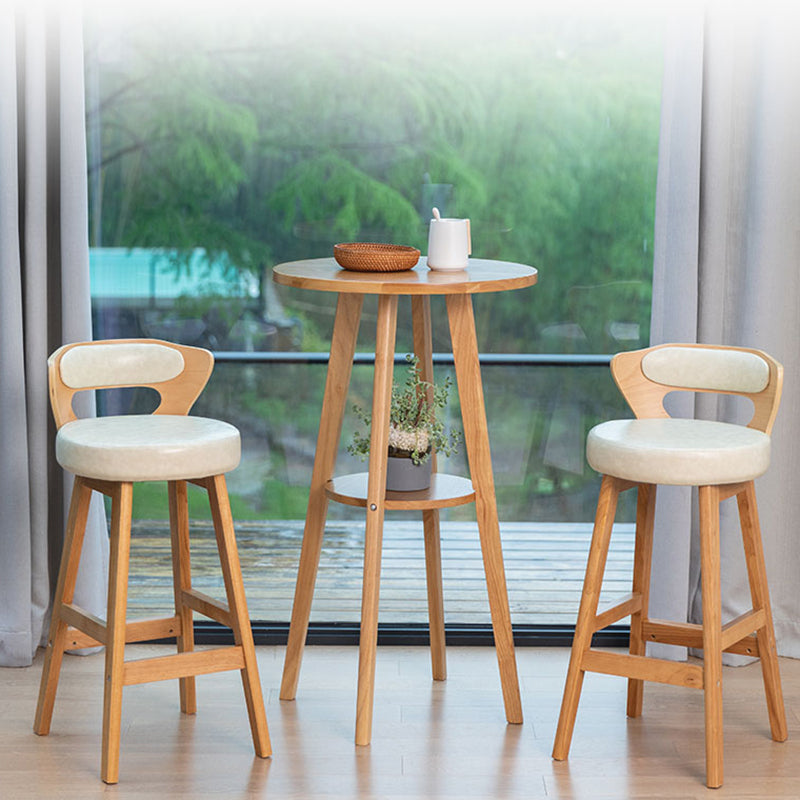 Scandinavian Wood Brown Counter Stools Round Seat Bar Stools with Footrest Clearhalo 'Bar Furniture' 'Bar Stools' 'bar_stools' 'furn' 'furn_bar_stools' 'furniture_bar_stools' 'Kitchen & Dining Furniture' 'kitchen&dining_furn' 'kitchen' 'kitchen_furn' Furniture' 4290425