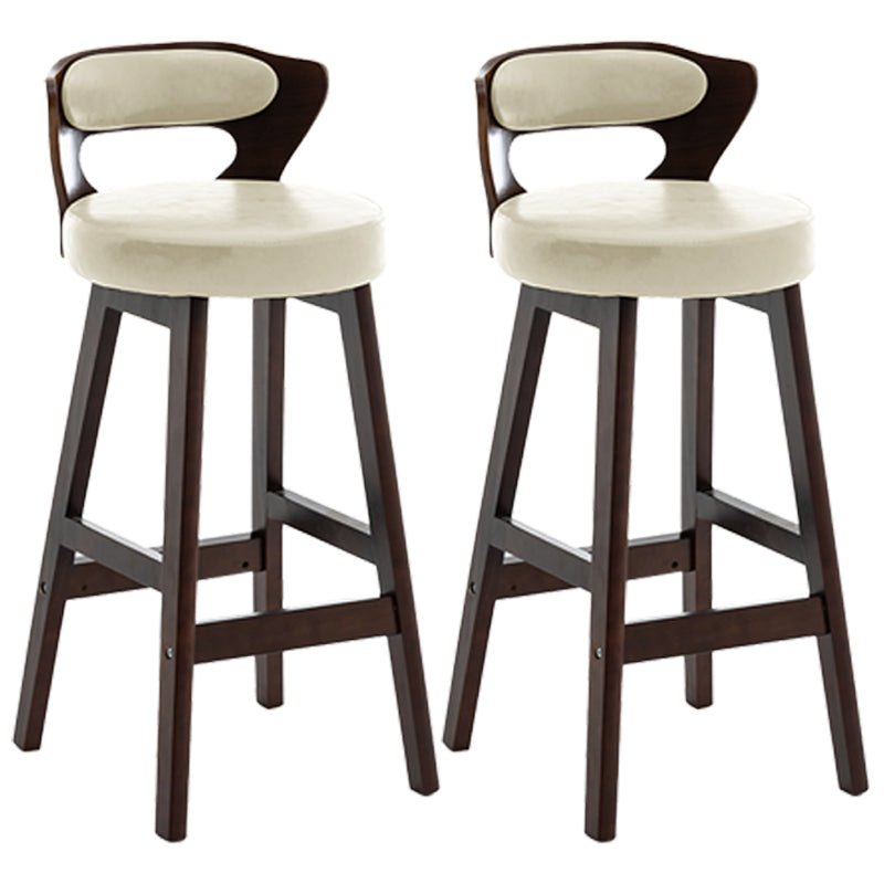 Scandinavian Wood Brown Counter Stools Round Seat Bar Stools with Footrest Off-White 2 Piece Set Clearhalo 'Bar Furniture' 'Bar Stools' 'bar_stools' 'furn' 'furn_bar_stools' 'furniture_bar_stools' 'Kitchen & Dining Furniture' 'kitchen&dining_furn' 'kitchen' 'kitchen_furn' Furniture' 4290426