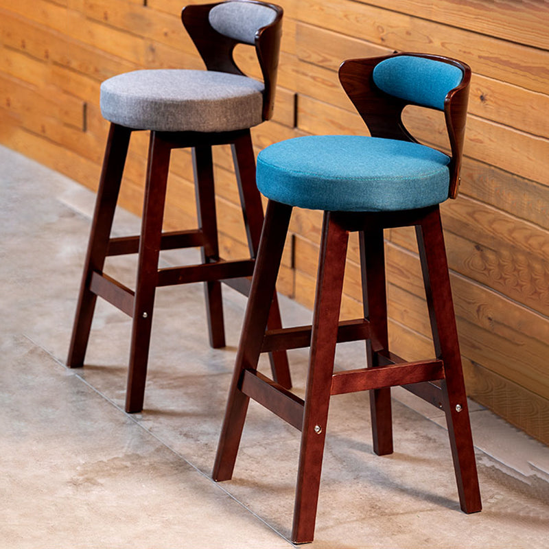 Scandinavian Wood Brown Counter Stools Round Seat Bar Stools with Footrest Clearhalo 'Bar Furniture' 'Bar Stools' 'bar_stools' 'furn' 'furn_bar_stools' 'furniture_bar_stools' 'Kitchen & Dining Furniture' 'kitchen&dining_furn' 'kitchen' 'kitchen_furn' Furniture' 4290427