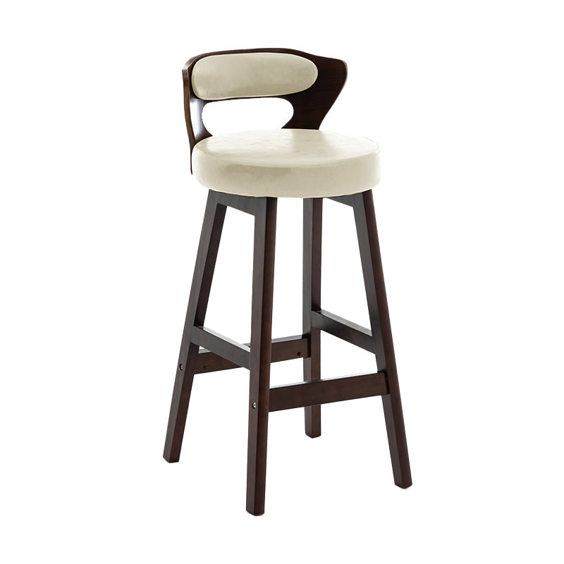 Scandinavian Wood Brown Counter Stools Round Seat Bar Stools with Footrest Clearhalo 'Bar Furniture' 'Bar Stools' 'bar_stools' 'furn' 'furn_bar_stools' 'furniture_bar_stools' 'Kitchen & Dining Furniture' 'kitchen&dining_furn' 'kitchen' 'kitchen_furn' Furniture' 4290429