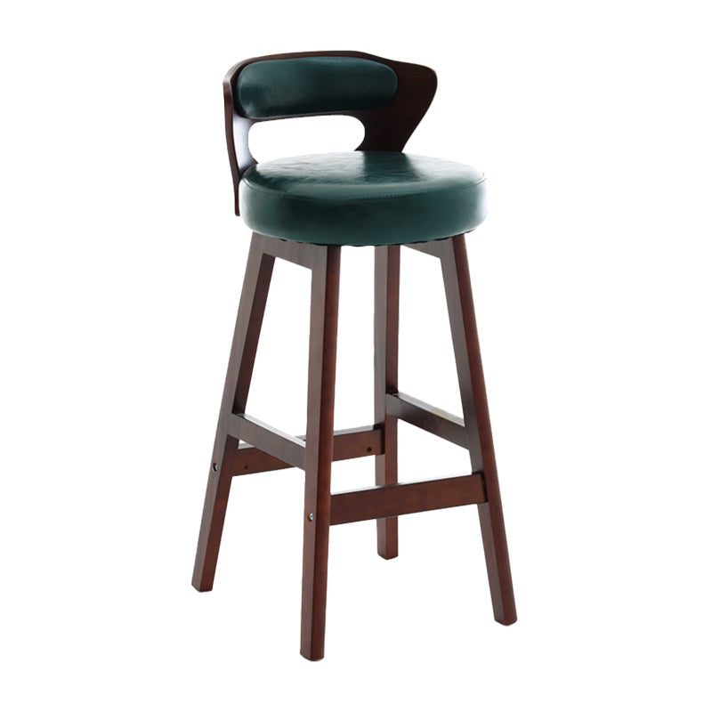 Scandinavian Wood Brown Counter Stools Round Seat Bar Stools with Footrest Green 1 Piece Clearhalo 'Bar Furniture' 'Bar Stools' 'bar_stools' 'furn' 'furn_bar_stools' 'furniture_bar_stools' 'Kitchen & Dining Furniture' 'kitchen&dining_furn' 'kitchen' 'kitchen_furn' Furniture' 4290430
