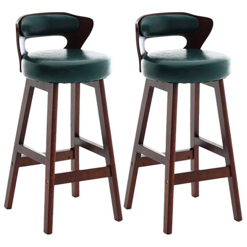 Scandinavian Wood Brown Counter Stools Round Seat Bar Stools with Footrest Green 2 Piece Set Clearhalo 'Bar Furniture' 'Bar Stools' 'bar_stools' 'furn' 'furn_bar_stools' 'furniture_bar_stools' 'Kitchen & Dining Furniture' 'kitchen&dining_furn' 'kitchen' 'kitchen_furn' Furniture' 4290432