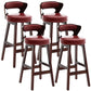 Scandinavian Wood Brown Counter Stools Round Seat Bar Stools with Footrest Red 4 Piece Set Clearhalo 'Bar Furniture' 'Bar Stools' 'bar_stools' 'furn' 'furn_bar_stools' 'furniture_bar_stools' 'Kitchen & Dining Furniture' 'kitchen&dining_furn' 'kitchen' 'kitchen_furn' Furniture' 4290434
