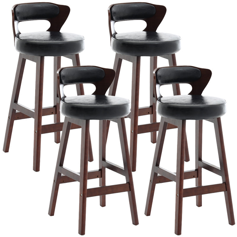 Scandinavian Wood Brown Counter Stools Round Seat Bar Stools with Footrest Black 4 Piece Set Clearhalo 'Bar Furniture' 'Bar Stools' 'bar_stools' 'furn' 'furn_bar_stools' 'furniture_bar_stools' 'Kitchen & Dining Furniture' 'kitchen&dining_furn' 'kitchen' 'kitchen_furn' Furniture' 4290439