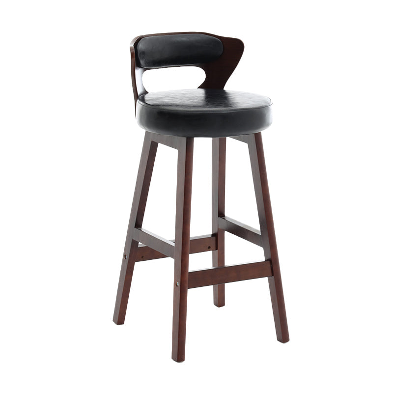 Scandinavian Wood Brown Counter Stools Round Seat Bar Stools with Footrest Black 1 Piece Clearhalo 'Bar Furniture' 'Bar Stools' 'bar_stools' 'furn' 'furn_bar_stools' 'furniture_bar_stools' 'Kitchen & Dining Furniture' 'kitchen&dining_furn' 'kitchen' 'kitchen_furn' Furniture' 4290441