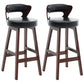 Scandinavian Wood Brown Counter Stools Round Seat Bar Stools with Footrest Black 2 Piece Set Clearhalo 'Bar Furniture' 'Bar Stools' 'bar_stools' 'furn' 'furn_bar_stools' 'furniture_bar_stools' 'Kitchen & Dining Furniture' 'kitchen&dining_furn' 'kitchen' 'kitchen_furn' Furniture' 4290442