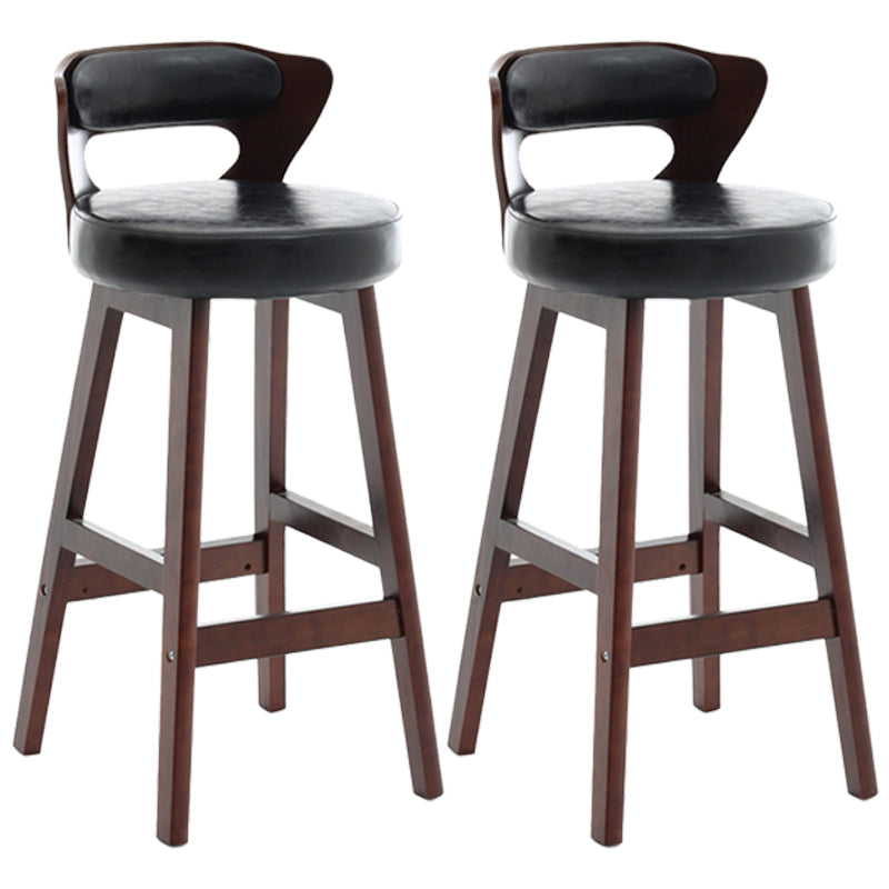 Scandinavian Wood Brown Counter Stools Round Seat Bar Stools with Footrest Black 2 Piece Set Clearhalo 'Bar Furniture' 'Bar Stools' 'bar_stools' 'furn' 'furn_bar_stools' 'furniture_bar_stools' 'Kitchen & Dining Furniture' 'kitchen&dining_furn' 'kitchen' 'kitchen_furn' Furniture' 4290442