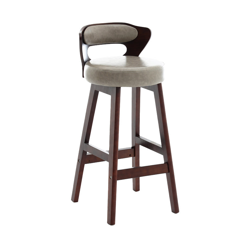 Scandinavian Wood Brown Counter Stools Round Seat Bar Stools with Footrest Light Gray 1 Piece Clearhalo 'Bar Furniture' 'Bar Stools' 'bar_stools' 'furn' 'furn_bar_stools' 'furniture_bar_stools' 'Kitchen & Dining Furniture' 'kitchen&dining_furn' 'kitchen' 'kitchen_furn' Furniture' 4290444