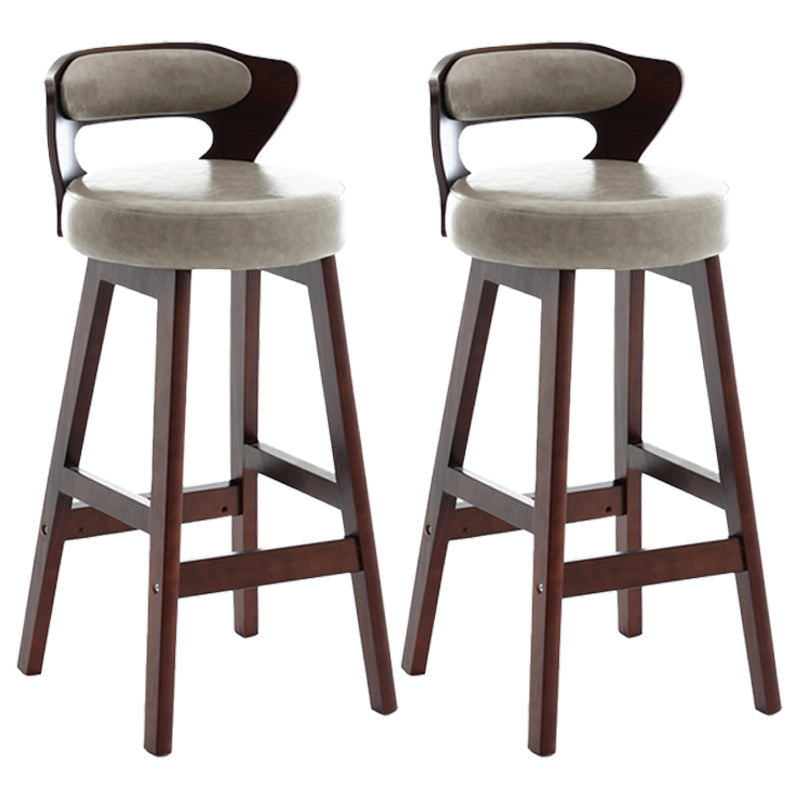 Scandinavian Wood Brown Counter Stools Round Seat Bar Stools with Footrest Light Gray 2 Piece Set Clearhalo 'Bar Furniture' 'Bar Stools' 'bar_stools' 'furn' 'furn_bar_stools' 'furniture_bar_stools' 'Kitchen & Dining Furniture' 'kitchen&dining_furn' 'kitchen' 'kitchen_furn' Furniture' 4290445