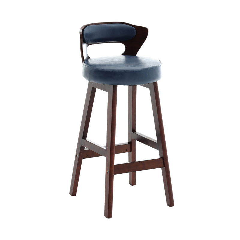 Scandinavian Wood Brown Counter Stools Round Seat Bar Stools with Footrest Dark Blue 1 Piece Clearhalo 'Bar Furniture' 'Bar Stools' 'bar_stools' 'furn' 'furn_bar_stools' 'furniture_bar_stools' 'Kitchen & Dining Furniture' 'kitchen&dining_furn' 'kitchen' 'kitchen_furn' Furniture' 4290447