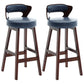 Scandinavian Wood Brown Counter Stools Round Seat Bar Stools with Footrest Dark Blue 2 Piece Set Clearhalo 'Bar Furniture' 'Bar Stools' 'bar_stools' 'furn' 'furn_bar_stools' 'furniture_bar_stools' 'Kitchen & Dining Furniture' 'kitchen&dining_furn' 'kitchen' 'kitchen_furn' Furniture' 4290448