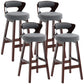 Scandinavian Wood Brown Counter Stools Round Seat Bar Stools with Footrest Grey 4 Piece Set Clearhalo 'Bar Furniture' 'Bar Stools' 'bar_stools' 'furn' 'furn_bar_stools' 'furniture_bar_stools' 'Kitchen & Dining Furniture' 'kitchen&dining_furn' 'kitchen' 'kitchen_furn' Furniture' 4290449