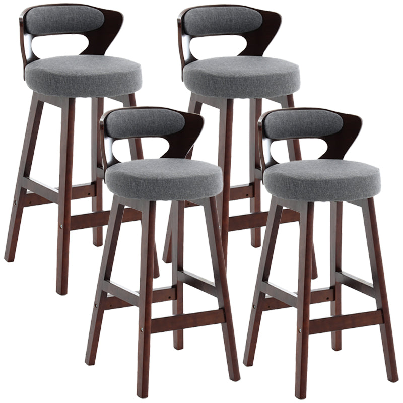 Scandinavian Wood Brown Counter Stools Round Seat Bar Stools with Footrest Grey 4 Piece Set Clearhalo 'Bar Furniture' 'Bar Stools' 'bar_stools' 'furn' 'furn_bar_stools' 'furniture_bar_stools' 'Kitchen & Dining Furniture' 'kitchen&dining_furn' 'kitchen' 'kitchen_furn' Furniture' 4290449