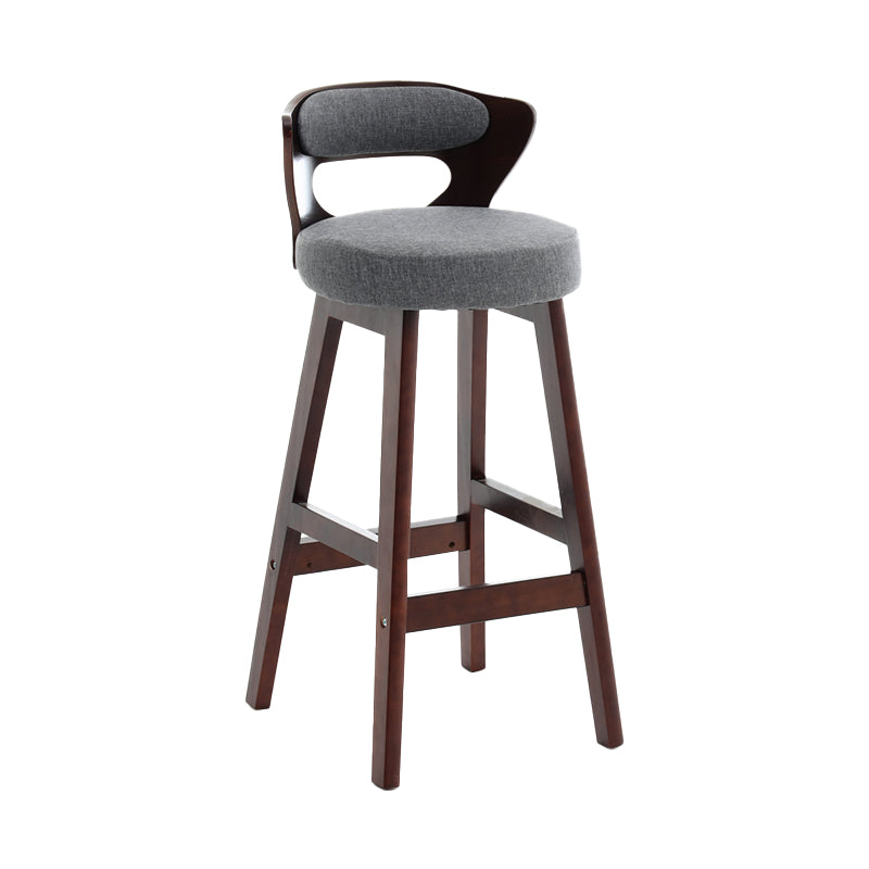 Scandinavian Wood Brown Counter Stools Round Seat Bar Stools with Footrest Grey 1 Piece Clearhalo 'Bar Furniture' 'Bar Stools' 'bar_stools' 'furn' 'furn_bar_stools' 'furniture_bar_stools' 'Kitchen & Dining Furniture' 'kitchen&dining_furn' 'kitchen' 'kitchen_furn' Furniture' 4290450
