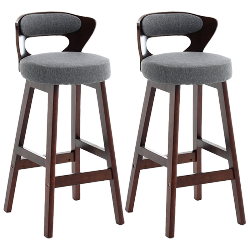 Scandinavian Wood Brown Counter Stools Round Seat Bar Stools with Footrest Grey 2 Piece Set Clearhalo 'Bar Furniture' 'Bar Stools' 'bar_stools' 'furn' 'furn_bar_stools' 'furniture_bar_stools' 'Kitchen & Dining Furniture' 'kitchen&dining_furn' 'kitchen' 'kitchen_furn' Furniture' 4290451