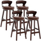 Scandinavian Wood Brown Counter Stools Round Seat Bar Stools with Footrest Brown 4 Piece Set Clearhalo 'Bar Furniture' 'Bar Stools' 'bar_stools' 'furn' 'furn_bar_stools' 'furniture_bar_stools' 'Kitchen & Dining Furniture' 'kitchen&dining_furn' 'kitchen' 'kitchen_furn' Furniture' 4290452