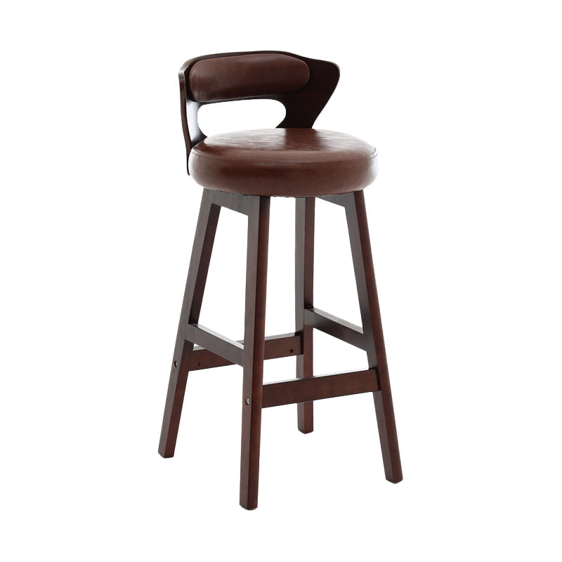 Scandinavian Wood Brown Counter Stools Round Seat Bar Stools with Footrest Brown 1 Piece Clearhalo 'Bar Furniture' 'Bar Stools' 'bar_stools' 'furn' 'furn_bar_stools' 'furniture_bar_stools' 'Kitchen & Dining Furniture' 'kitchen&dining_furn' 'kitchen' 'kitchen_furn' Furniture' 4290453