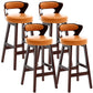 Scandinavian Wood Brown Counter Stools Round Seat Bar Stools with Footrest Orange 4 Piece Set Clearhalo 'Bar Furniture' 'Bar Stools' 'bar_stools' 'furn' 'furn_bar_stools' 'furniture_bar_stools' 'Kitchen & Dining Furniture' 'kitchen&dining_furn' 'kitchen' 'kitchen_furn' Furniture' 4290455