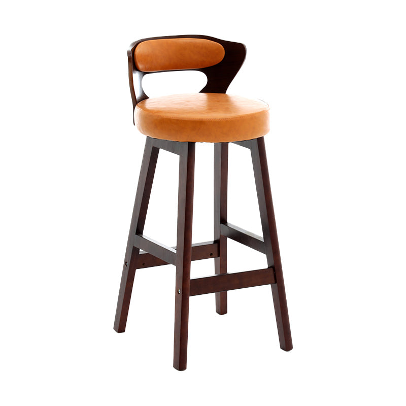 Scandinavian Wood Brown Counter Stools Round Seat Bar Stools with Footrest Orange 1 Piece Clearhalo 'Bar Furniture' 'Bar Stools' 'bar_stools' 'furn' 'furn_bar_stools' 'furniture_bar_stools' 'Kitchen & Dining Furniture' 'kitchen&dining_furn' 'kitchen' 'kitchen_furn' Furniture' 4290456