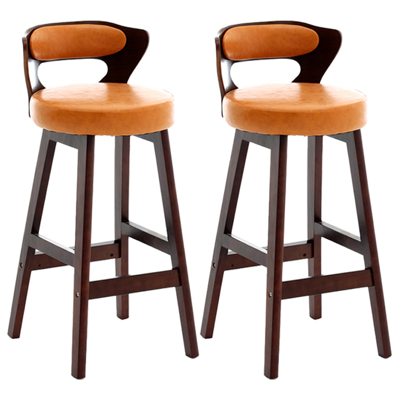 Scandinavian Wood Brown Counter Stools Round Seat Bar Stools with Footrest Orange 2 Piece Set Clearhalo 'Bar Furniture' 'Bar Stools' 'bar_stools' 'furn' 'furn_bar_stools' 'furniture_bar_stools' 'Kitchen & Dining Furniture' 'kitchen&dining_furn' 'kitchen' 'kitchen_furn' Furniture' 4290457