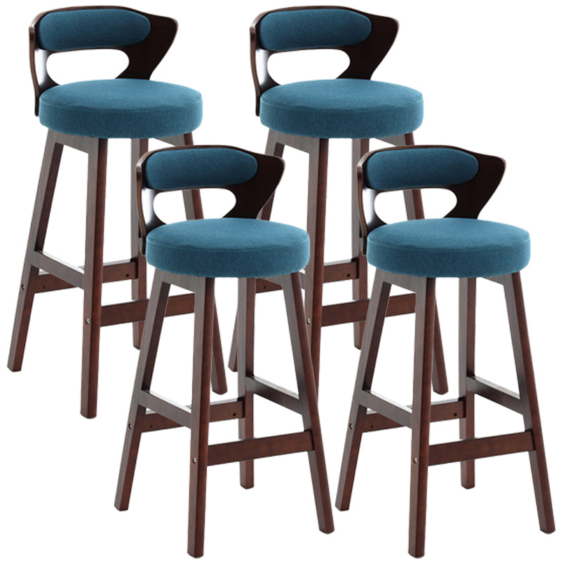 Scandinavian Wood Brown Counter Stools Round Seat Bar Stools with Footrest Blue 4 Piece Set Clearhalo 'Bar Furniture' 'Bar Stools' 'bar_stools' 'furn' 'furn_bar_stools' 'furniture_bar_stools' 'Kitchen & Dining Furniture' 'kitchen&dining_furn' 'kitchen' 'kitchen_furn' Furniture' 4290458