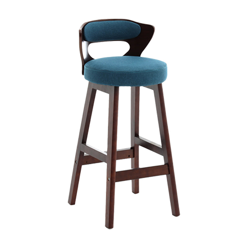 Scandinavian Wood Brown Counter Stools Round Seat Bar Stools with Footrest Blue 1 Piece Clearhalo 'Bar Furniture' 'Bar Stools' 'bar_stools' 'furn' 'furn_bar_stools' 'furniture_bar_stools' 'Kitchen & Dining Furniture' 'kitchen&dining_furn' 'kitchen' 'kitchen_furn' Furniture' 4290459