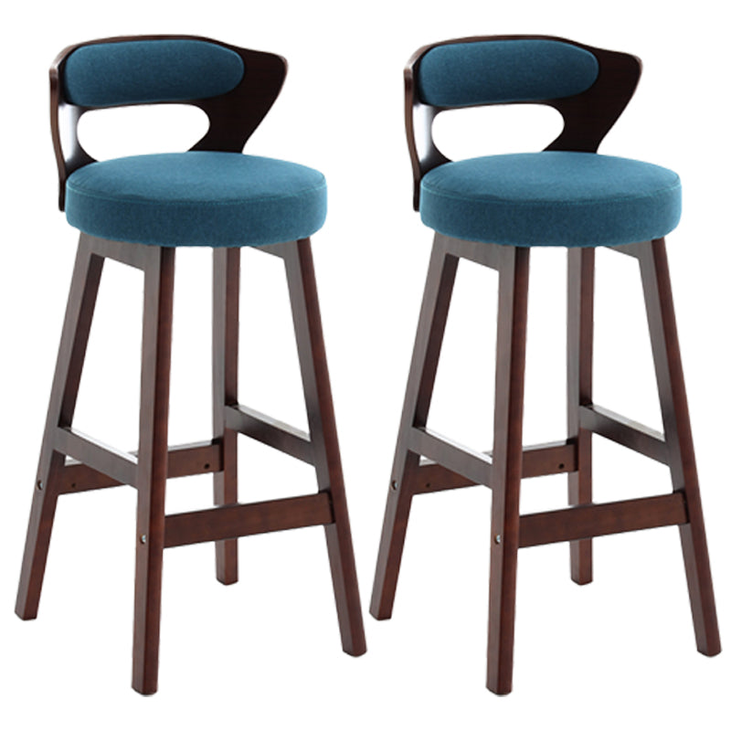 Scandinavian Wood Brown Counter Stools Round Seat Bar Stools with Footrest Blue 2 Piece Set Clearhalo 'Bar Furniture' 'Bar Stools' 'bar_stools' 'furn' 'furn_bar_stools' 'furniture_bar_stools' 'Kitchen & Dining Furniture' 'kitchen&dining_furn' 'kitchen' 'kitchen_furn' Furniture' 4290460