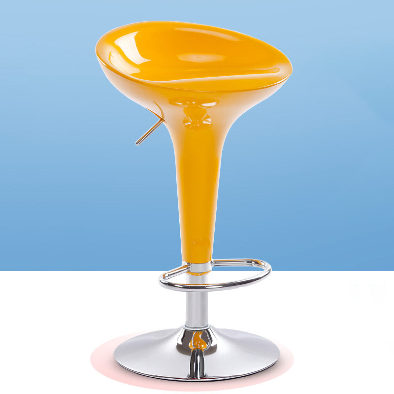 Scandinavian Adjustable Height Counter Stools Metal Bar Stools with Footrest Yellow 1 Piece Clearhalo 'Bar Furniture' 'Bar Stools' 'bar_stools' 'furn' 'furn_bar_stools' 'furniture_bar_stools' 'Kitchen & Dining Furniture' 'kitchen&dining_furn' 'kitchen' 'kitchen_furn' Furniture' 4290539