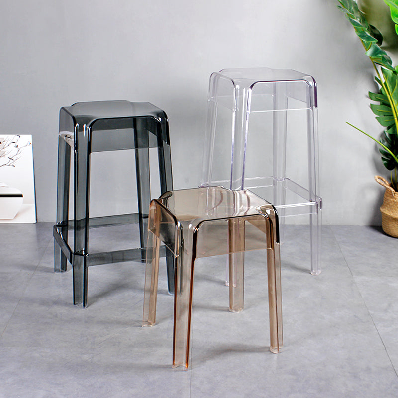 Nordic Plastic Stackable Barstool Simple Indoor Tall Stool with Square Seat Clearhalo 'Bar Furniture' 'Bar Stools' 'bar_stools' 'furn' 'furn_bar_stools' 'furniture_bar_stools' 'Kitchen & Dining Furniture' 'kitchen&dining_furn' 'kitchen' 'kitchen_furn' Furniture' 4290545