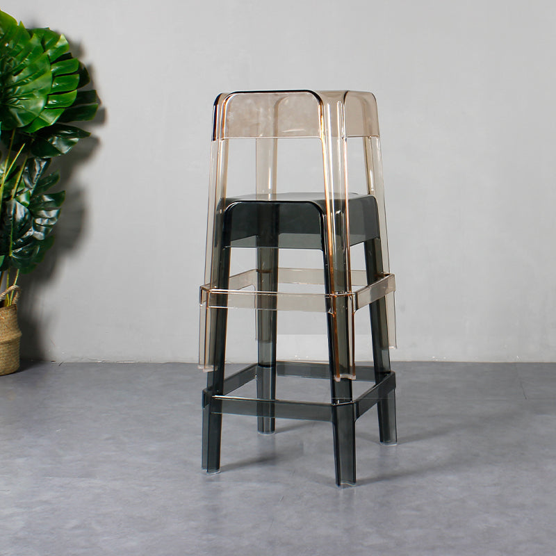 Nordic Plastic Stackable Barstool Simple Indoor Tall Stool with Square Seat Clearhalo 'Bar Furniture' 'Bar Stools' 'bar_stools' 'furn' 'furn_bar_stools' 'furniture_bar_stools' 'Kitchen & Dining Furniture' 'kitchen&dining_furn' 'kitchen' 'kitchen_furn' Furniture' 4290549