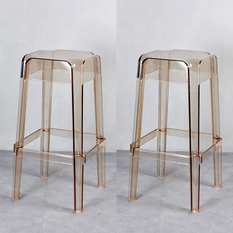 Nordic Plastic Stackable Barstool Simple Indoor Tall Stool with Square Seat Amber 2 Piece Set Bar Stool(30"H) Clearhalo 'Bar Furniture' 'Bar Stools' 'bar_stools' 'furn' 'furn_bar_stools' 'furniture_bar_stools' 'Kitchen & Dining Furniture' 'kitchen&dining_furn' 'kitchen' 'kitchen_furn' Furniture' 4290550