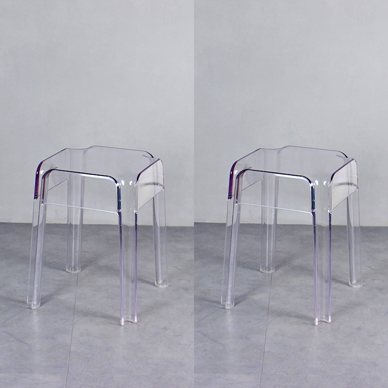 Nordic Plastic Stackable Barstool Simple Indoor Tall Stool with Square Seat Clear 2 Piece Set Short Stool(18"H) Clearhalo 'Bar Furniture' 'Bar Stools' 'bar_stools' 'furn' 'furn_bar_stools' 'furniture_bar_stools' 'Kitchen & Dining Furniture' 'kitchen&dining_furn' 'kitchen' 'kitchen_furn' Furniture' 4290555
