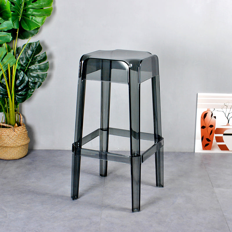 Nordic Plastic Stackable Barstool Simple Indoor Tall Stool with Square Seat Smoke Gray 1 Piece Bar Stool(30"H) Clearhalo 'Bar Furniture' 'Bar Stools' 'bar_stools' 'furn' 'furn_bar_stools' 'furniture_bar_stools' 'Kitchen & Dining Furniture' 'kitchen&dining_furn' 'kitchen' 'kitchen_furn' Furniture' 4290568