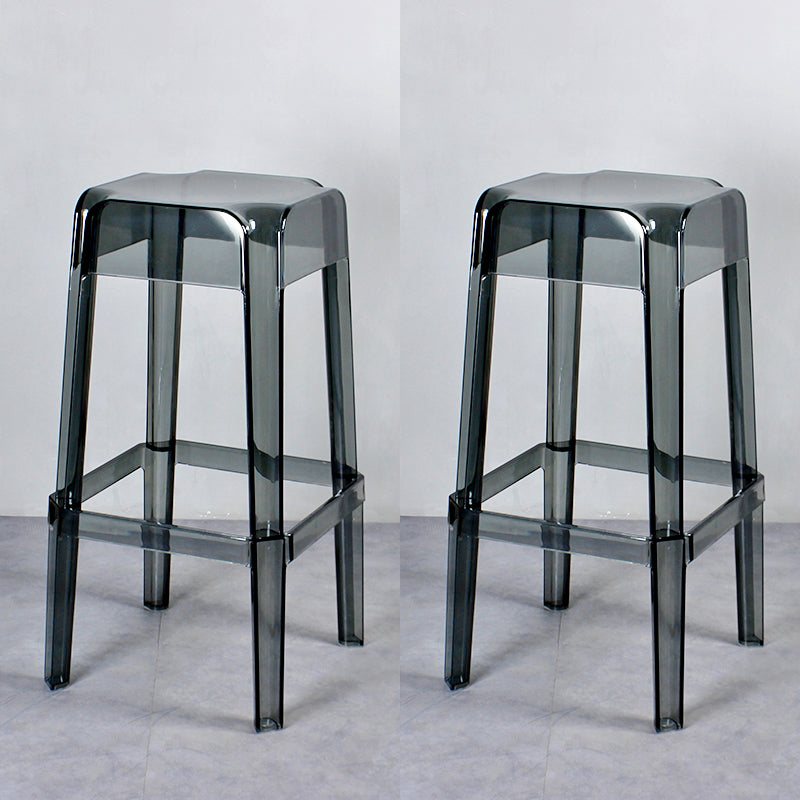 Nordic Plastic Stackable Barstool Simple Indoor Tall Stool with Square Seat Smoke Gray 2 Piece Set Bar Stool(30"H) Clearhalo 'Bar Furniture' 'Bar Stools' 'bar_stools' 'furn' 'furn_bar_stools' 'furniture_bar_stools' 'Kitchen & Dining Furniture' 'kitchen&dining_furn' 'kitchen' 'kitchen_furn' Furniture' 4290569