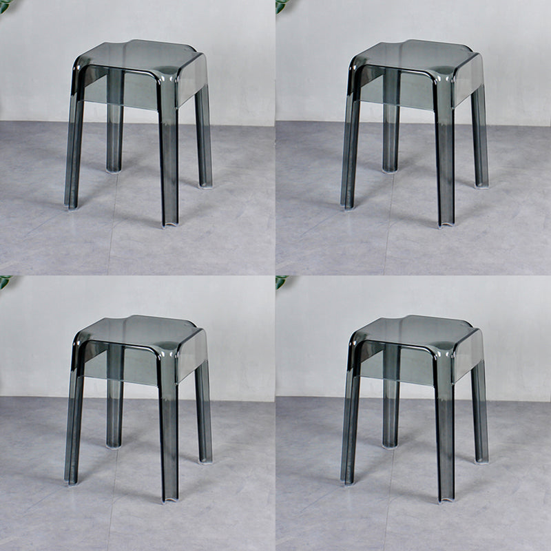 Nordic Plastic Stackable Barstool Simple Indoor Tall Stool with Square Seat Smoke Gray 4 Piece Set Short Stool(18"H) Clearhalo 'Bar Furniture' 'Bar Stools' 'bar_stools' 'furn' 'furn_bar_stools' 'furniture_bar_stools' 'Kitchen & Dining Furniture' 'kitchen&dining_furn' 'kitchen' 'kitchen_furn' Furniture' 4290570