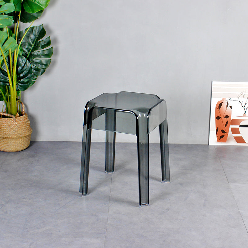 Nordic Plastic Stackable Barstool Simple Indoor Tall Stool with Square Seat Smoke Gray 1 Piece Short Stool(18"H) Clearhalo 'Bar Furniture' 'Bar Stools' 'bar_stools' 'furn' 'furn_bar_stools' 'furniture_bar_stools' 'Kitchen & Dining Furniture' 'kitchen&dining_furn' 'kitchen' 'kitchen_furn' Furniture' 4290571