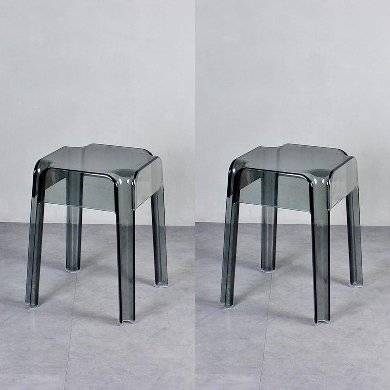 Nordic Plastic Stackable Barstool Simple Indoor Tall Stool with Square Seat Smoke Gray 2 Piece Set Short Stool(18"H) Clearhalo 'Bar Furniture' 'Bar Stools' 'bar_stools' 'furn' 'furn_bar_stools' 'furniture_bar_stools' 'Kitchen & Dining Furniture' 'kitchen&dining_furn' 'kitchen' 'kitchen_furn' Furniture' 4290572