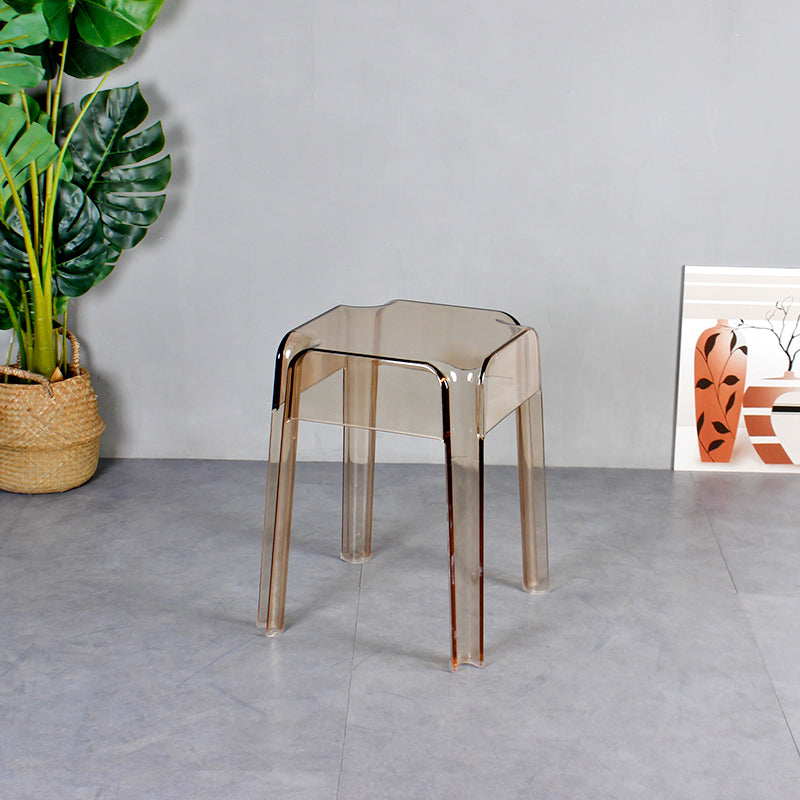 Nordic Plastic Stackable Barstool Simple Indoor Tall Stool with Square Seat Amber 1 Piece Short Stool(18"H) Clearhalo 'Bar Furniture' 'Bar Stools' 'bar_stools' 'furn' 'furn_bar_stools' 'furniture_bar_stools' 'Kitchen & Dining Furniture' 'kitchen&dining_furn' 'kitchen' 'kitchen_furn' Furniture' 4290574