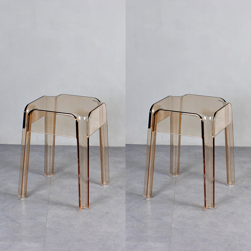 Nordic Plastic Stackable Barstool Simple Indoor Tall Stool with Square Seat Amber 2 Piece Set Short Stool(18"H) Clearhalo 'Bar Furniture' 'Bar Stools' 'bar_stools' 'furn' 'furn_bar_stools' 'furniture_bar_stools' 'Kitchen & Dining Furniture' 'kitchen&dining_furn' 'kitchen' 'kitchen_furn' Furniture' 4290575