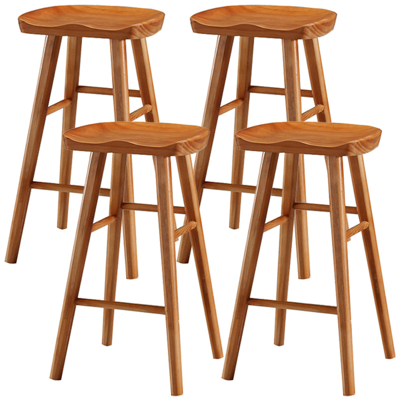 Industrial Wood Simple Barstool Indoor Tall Stool with Contoured Seat Wood 4 Piece Set Clearhalo 'Bar Furniture' 'Bar Stools' 'bar_stools' 'furn' 'furn_bar_stools' 'furniture_bar_stools' 'Kitchen & Dining Furniture' 'kitchen&dining_furn' 'kitchen' 'kitchen_furn' Furniture' 4290586