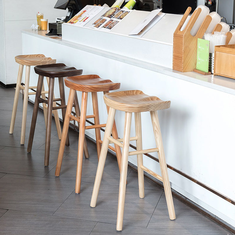 Industrial Wood Simple Barstool Indoor Tall Stool with Contoured Seat Clearhalo 'Bar Furniture' 'Bar Stools' 'bar_stools' 'furn' 'furn_bar_stools' 'furniture_bar_stools' 'Kitchen & Dining Furniture' 'kitchen&dining_furn' 'kitchen' 'kitchen_furn' Furniture' 4290589