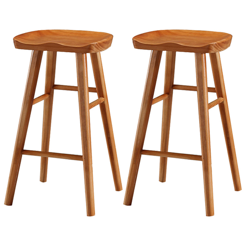 Industrial Wood Simple Barstool Indoor Tall Stool with Contoured Seat Wood 2 Piece Set Clearhalo 'Bar Furniture' 'Bar Stools' 'bar_stools' 'furn' 'furn_bar_stools' 'furniture_bar_stools' 'Kitchen & Dining Furniture' 'kitchen&dining_furn' 'kitchen' 'kitchen_furn' Furniture' 4290590